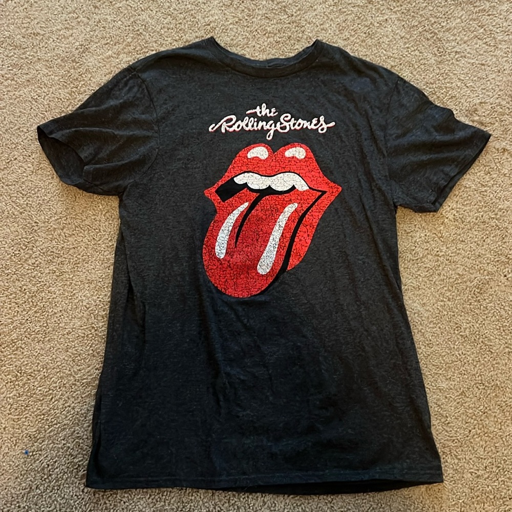 The Rolling Stones Graphic Tee Tongue Crewneck Short Sleeve Gray Size Medium